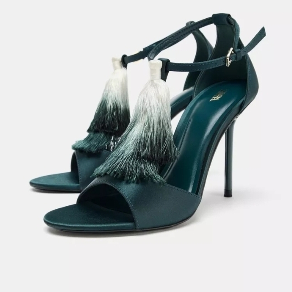 Zara Teal Tassel Heels